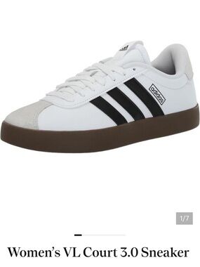 adidas Low-Top VL Court Sneaker in White, Black & Brown